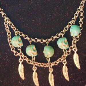 Turquoise Skull Heads Necklace